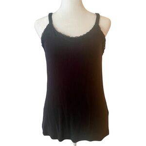 Colleen Lopez Black Tank Top Rib Knit